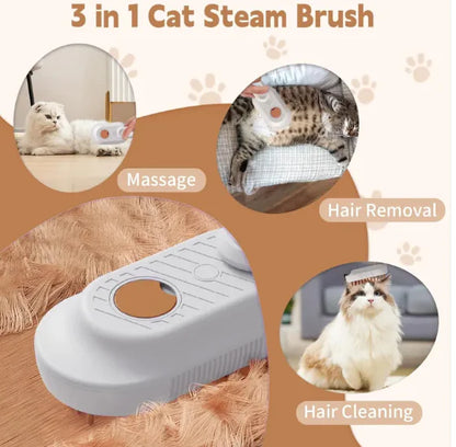 3-in-1 Cat Steam Brush for Shedding