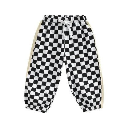 Drawstring Elastic Waist Checkerboard