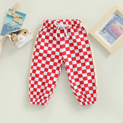 Drawstring Elastic Waist Checkerboard