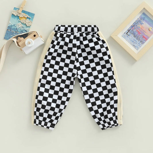 Drawstring Elastic Waist Checkerboard