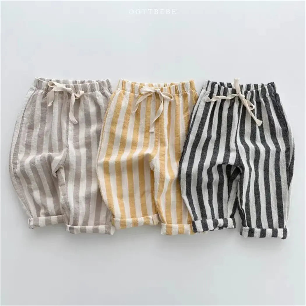 Vintage Linen Cotton Stripe Pants